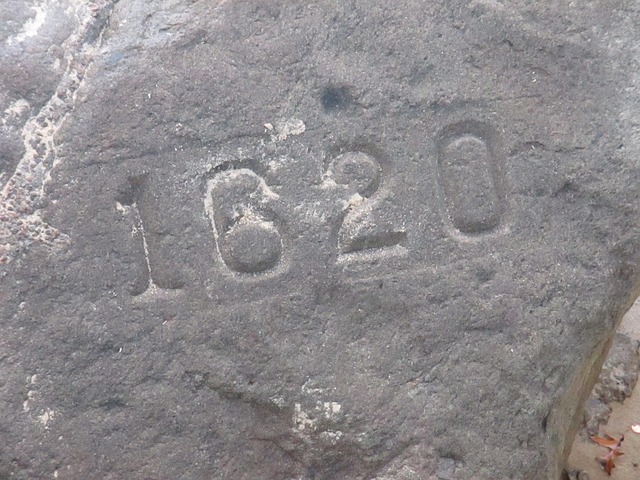 photograph of Plymouth Rock, says 1620